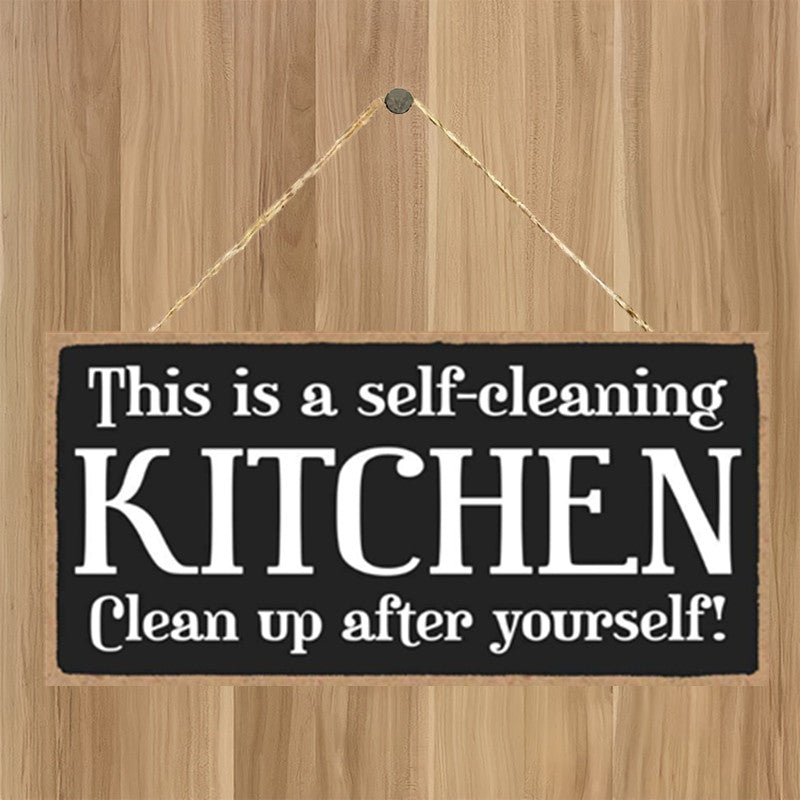 Self Cleaning Kitchen Hanging Wall Art Decorative Wood Sign Home Decor
