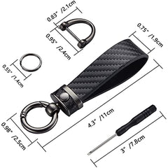 Carbon Fiber Style Microfiber Leather Key Chain for Men and Women