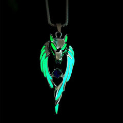 Glow In The Dark Wolf Pendant Necklace for Men