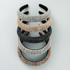 Sparkling Rhinestone Headband Wide Brimmed Hair Hoop Glitter Headwear
