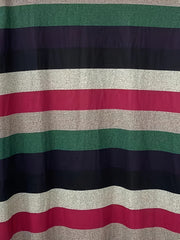  Stripe Print Long Sleeve Round Neck Loose Fit Dress