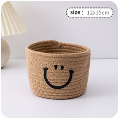 Happy Face Woven Storage Basket Desktop Storage Box Basket