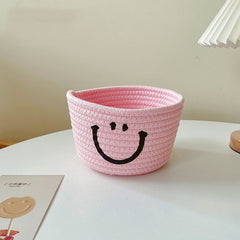 Happy Face Woven Storage Basket Desktop Storage Box Basket