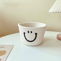 Happy Face Woven Storage Basket Desktop Storage Box Basket