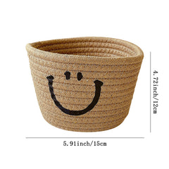 Happy Face Woven Storage Basket Desktop Storage Box Basket