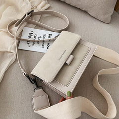 Two Tone Suede Crossbody Bag Mini Square Flap Purse Women's Shoulder Bag