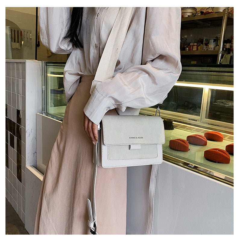 Two Tone Suede Crossbody Bag Mini Square Flap Purse Women's Shoulder Bag
