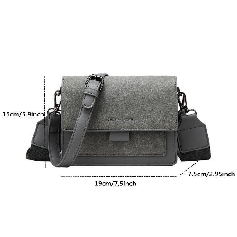 Two Tone Suede Crossbody Bag Mini Square Flap Purse Women's Shoulder Bag