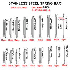180Pcs Watch Strap Pins Spring Bar Steel Watch Band Pins Various Sizes