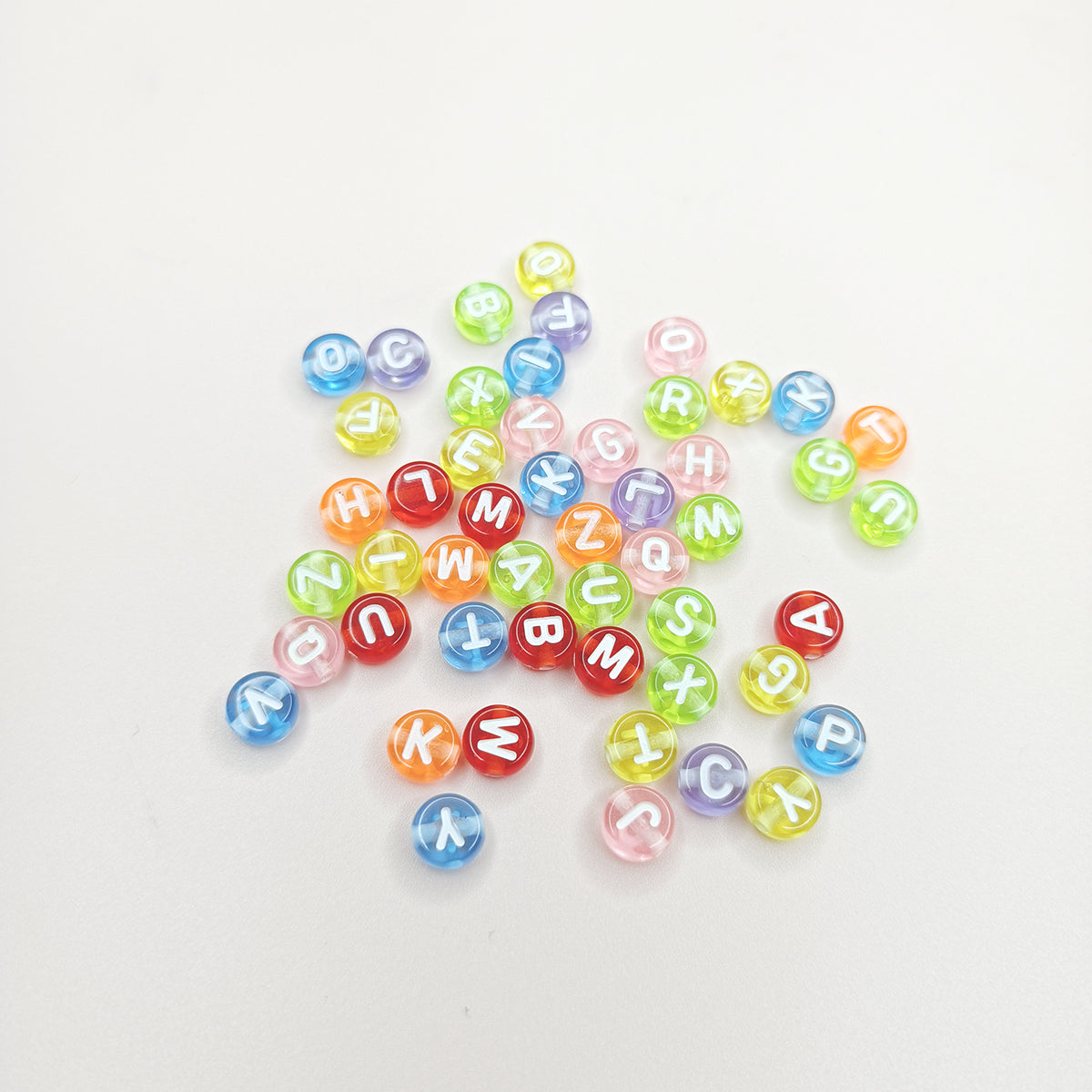 Colorful Transparent Round Alphabetic Letter Beads For Jewelry