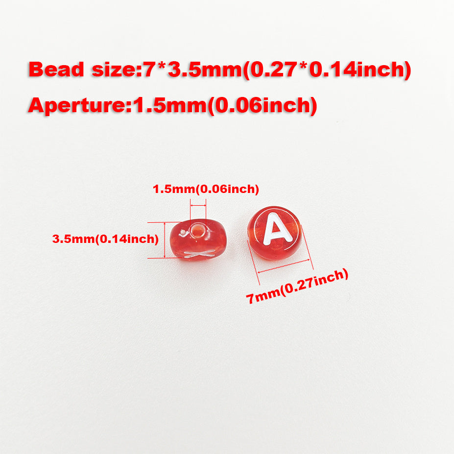 Colorful Transparent Round Alphabetic Letter Beads For Jewelry