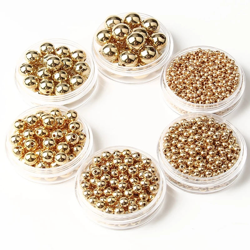 Golden Plated CCB Round Seed Spacer Beads for Jewelry Making DIY