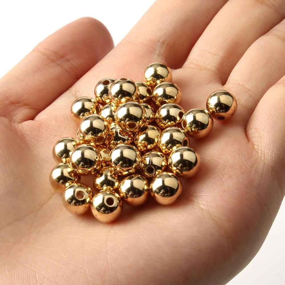 Golden Plated CCB Round Seed Spacer Beads for Jewelry Making DIY