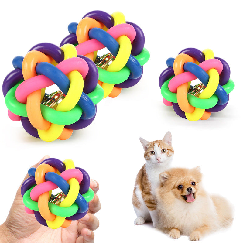 Colorful Rubber Bell Chew Toy for Cats and Dogs