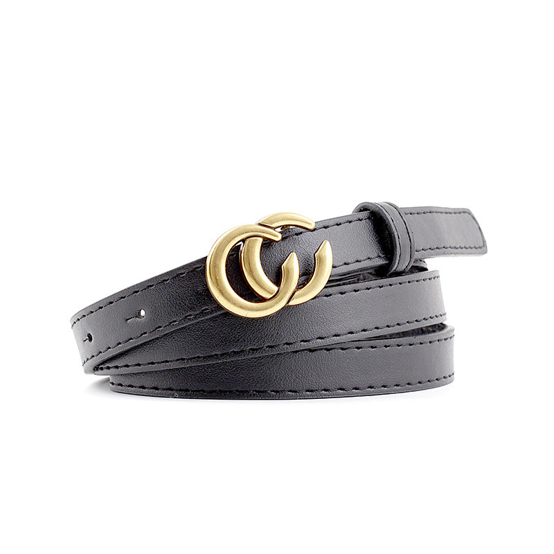CC Leather Belt Retro Smooth Buckle Jeans Decorative Pants Belt