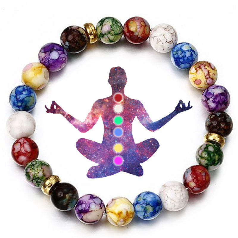 7 Chakra Reiki Healing Stone Bracelet Yoga Balance Energy Beads Jewelry