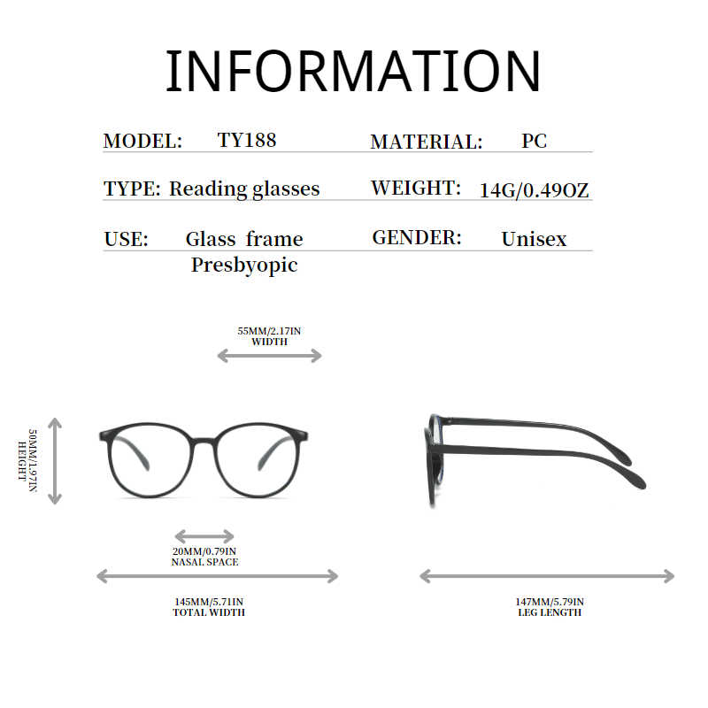 Full Frame Unisex Reading Glasses