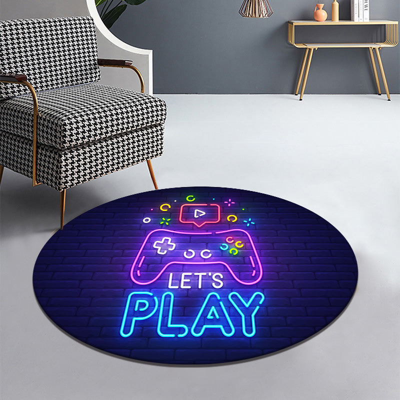 Colorful Circular Gaming Elements Floor Mat - Fun Console Pattern Design