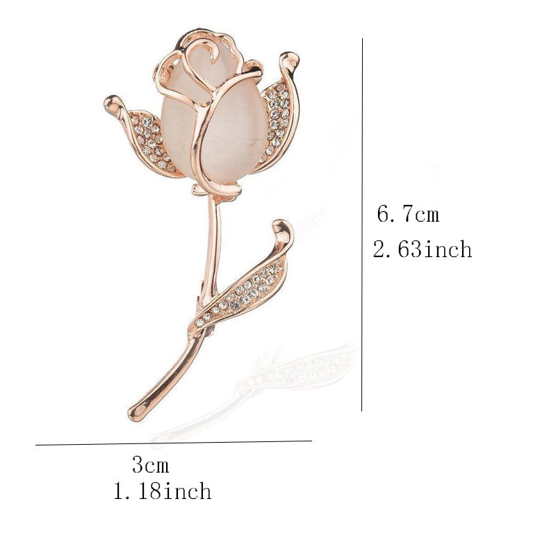 Crystal Rose Flower Golden Brooches Pins Corsage Scarf Clips
