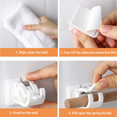 4pcs Curtain Rod Holders Self Adhesive Easy Install Secure Support