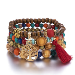 Tree Of Life Pendant Multilayer Bracelet Bead Set Bohemian Ethnic Jewelry
