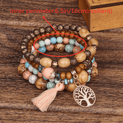 Tree Of Life Pendant Multilayer Bracelet Bead Set Bohemian Ethnic Jewelry