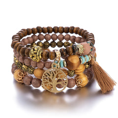 Tree Of Life Pendant Multilayer Bracelet Bead Set Bohemian Ethnic Jewelry