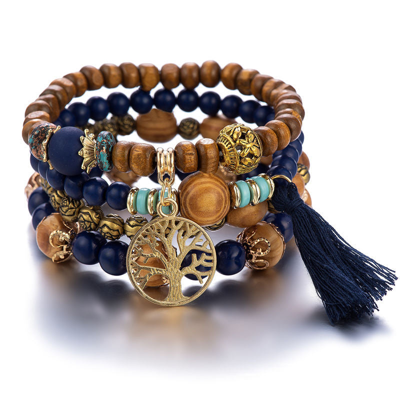 Tree Of Life Pendant Multilayer Bracelet Bead Set Bohemian Ethnic Jewelry