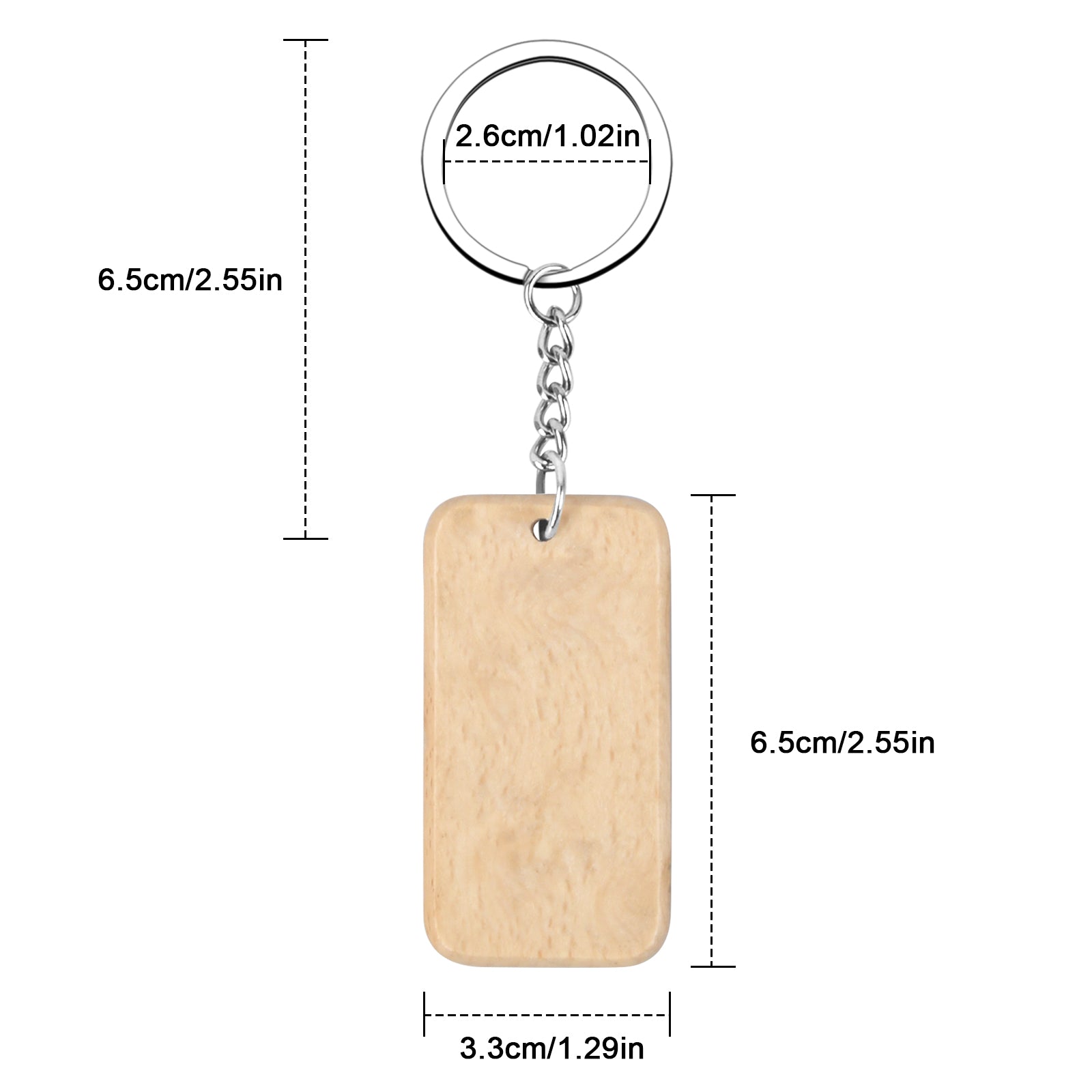 15Pcs Wooden Key Chain Blank Wooden Keyring Natural Key Tag DIY Crafts