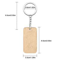 15Pcs Wooden Key Chain Blank Wooden Keyring Natural Key Tag DIY Crafts