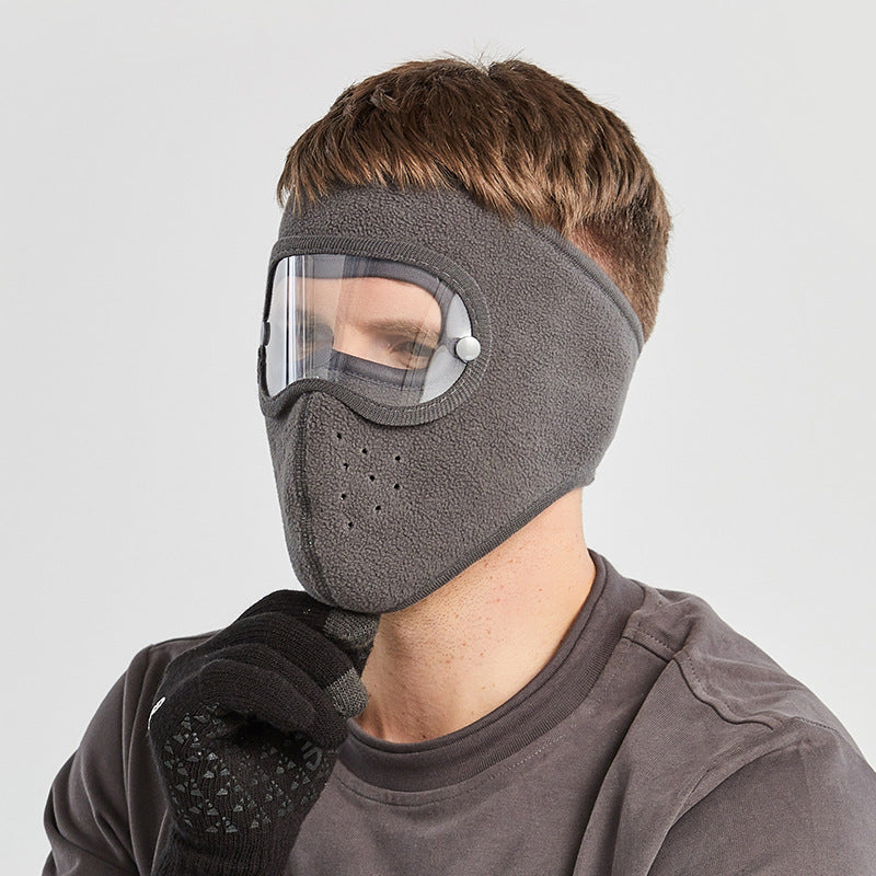 Unisex Windproof Warm Mask with HD Goggles for Cycling