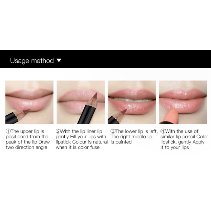 Pudaier Lip Liner Waterproof Long Lasting Crayon 12 Colors