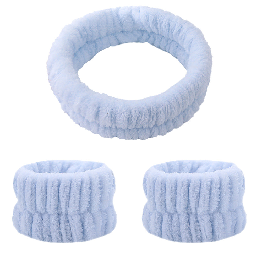 2 Pcs Wrist Wash Bands & 1 Pcs Face Washing Headband Set