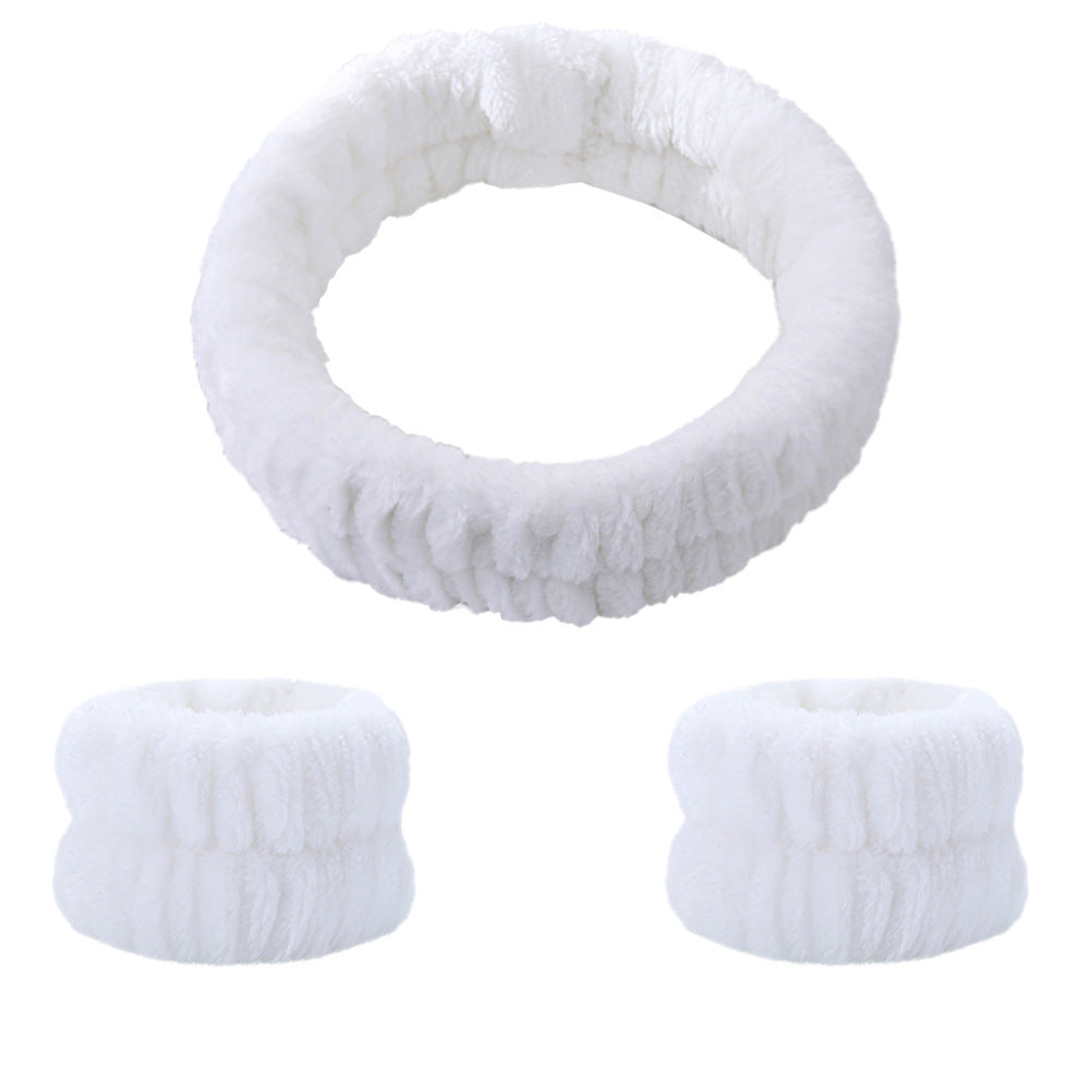2 Pcs Wrist Wash Bands & 1 Pcs Face Washing Headband Set