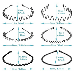 6 Metal Wavy Hairband Spring Hair Hoop Sports Headbands