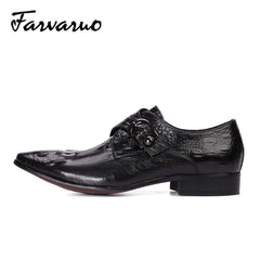 Crocodile Print Leather Oxford Dress Shoes Men's Footwear