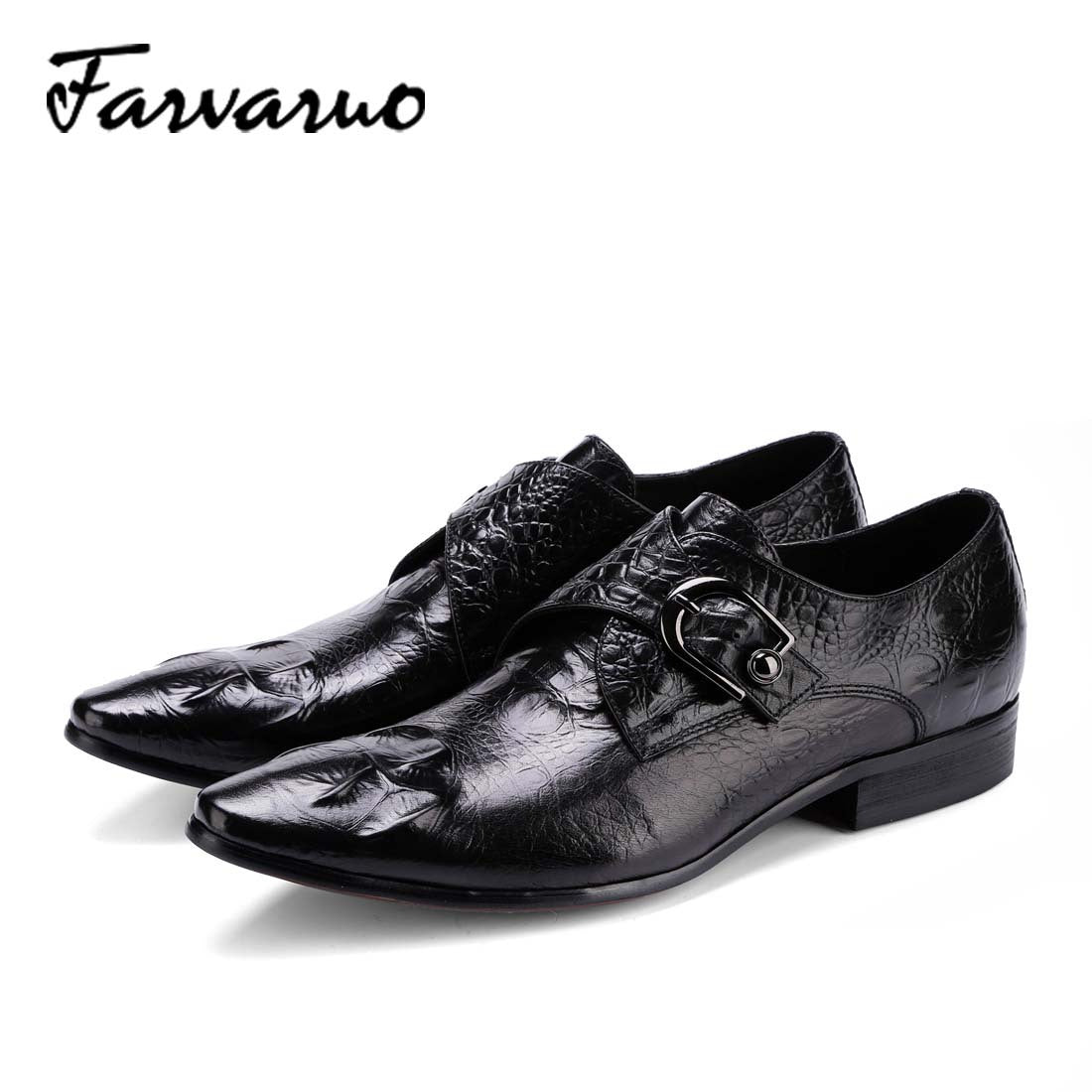Crocodile Print Leather Oxford Dress Shoes Men's Footwear