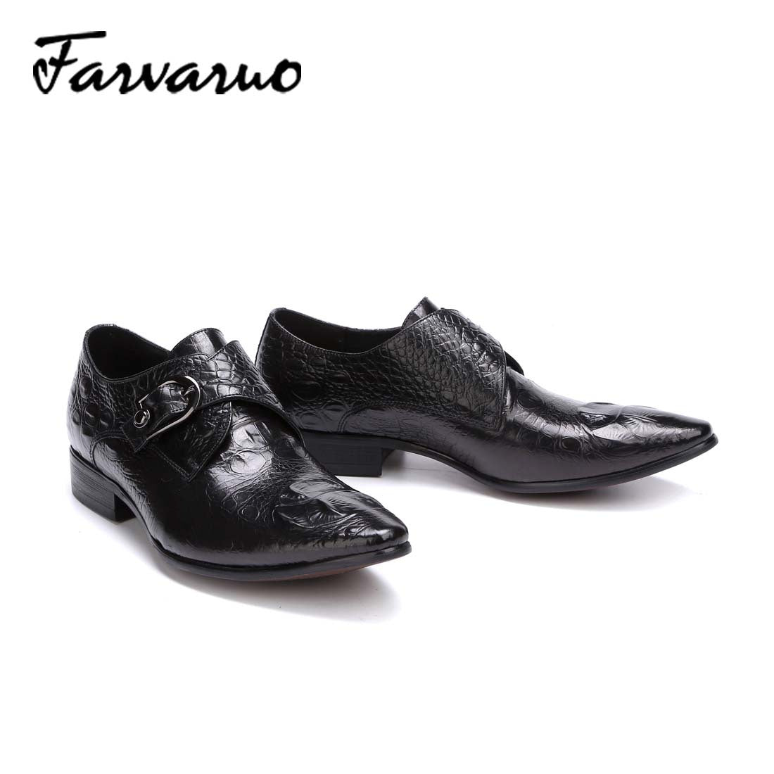 Crocodile Print Leather Oxford Dress Shoes Men's Footwear