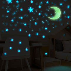 111pcs Star And Moon 3D Wall Sticker Glow In The Dark Stickers