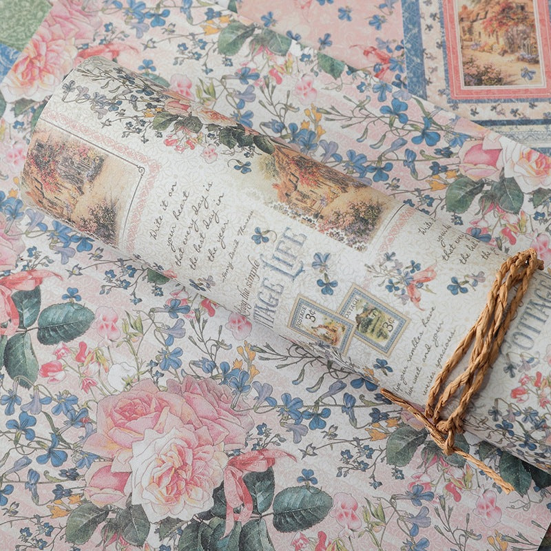 10sheets Retro Garden Flowers Material Paper Retro Journal Ballet Diy Tools