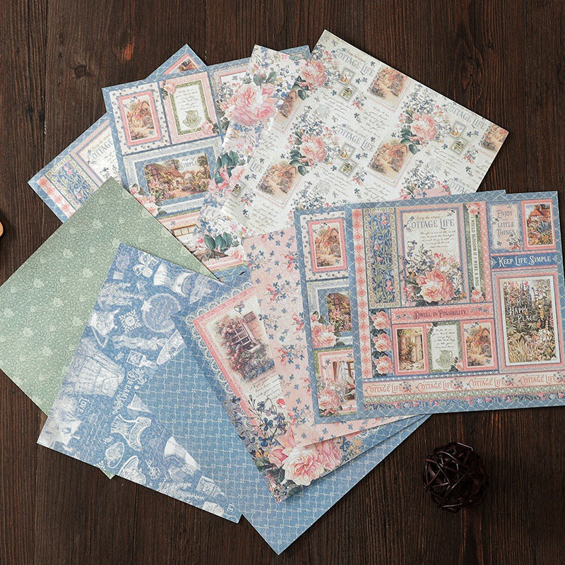 10sheets Retro Garden Flowers Material Paper Retro Journal Ballet Diy Tools