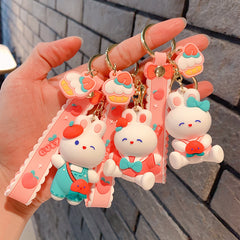 Cute Peach Rabbit Key Chain Pendant