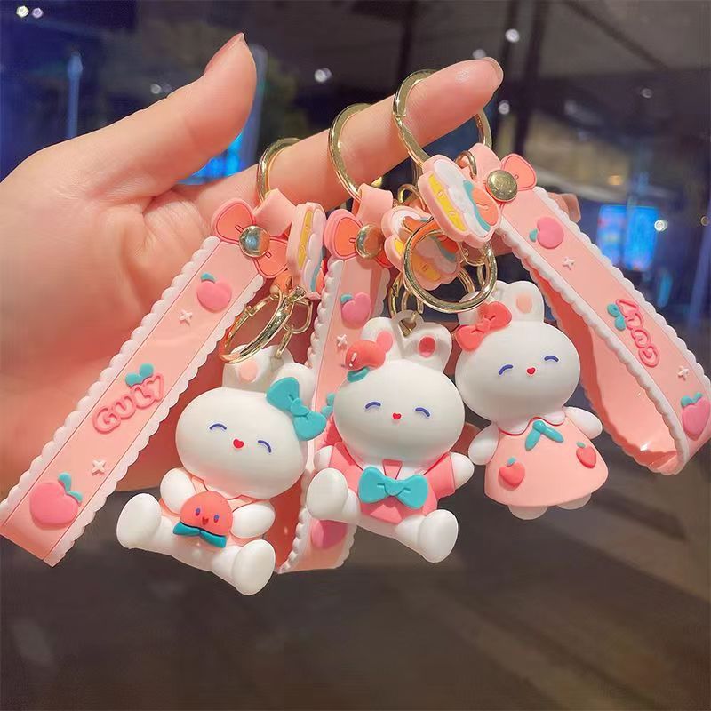 Cute Peach Rabbit Key Chain Pendant