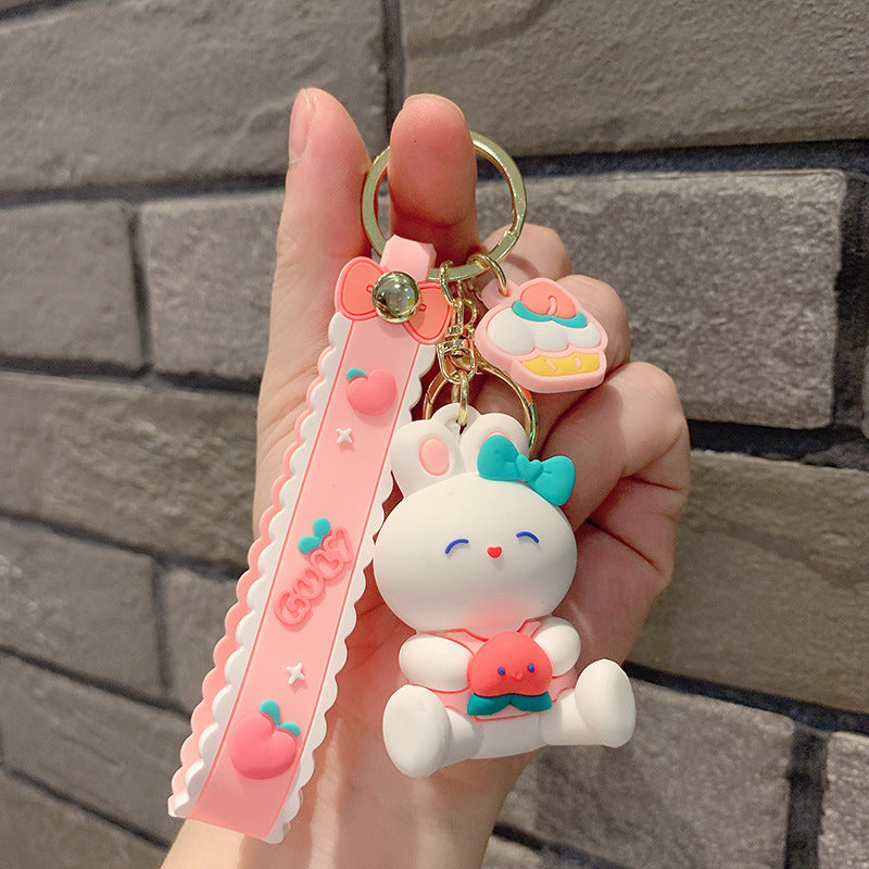 Cute Peach Rabbit Key Chain Pendant