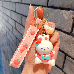 Cute Peach Rabbit Key Chain Pendant