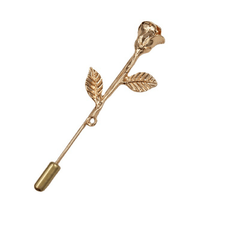 Men's Suit Golden Leaf Rose Brooch Corsage Collar Flower