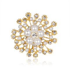 Snowflake Brooch For Wedding Faux Pearl Austrian Crystal Gift