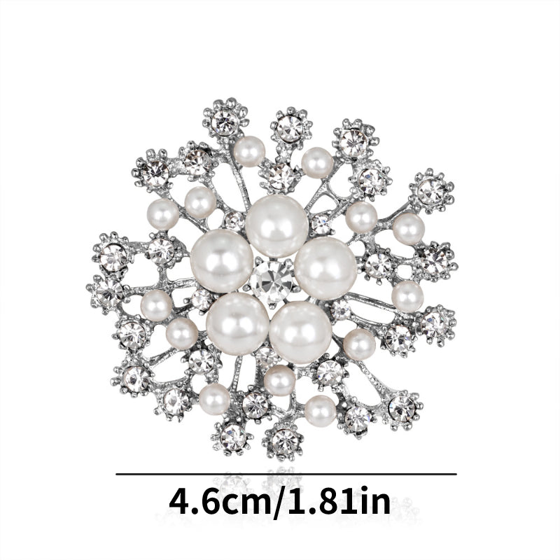 Snowflake Brooch For Wedding Faux Pearl Austrian Crystal Gift