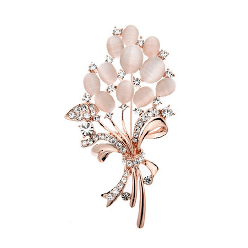 Golden Flower Bouquet Brooch Corsage Scarf Clips Pins Brooches