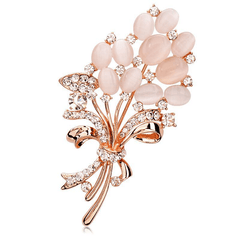 Golden Flower Bouquet Brooch Corsage Scarf Clips Pins Brooches